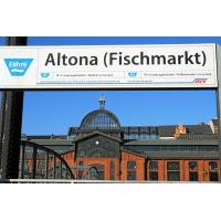 1723_3453 Schild Anleger Altona Fischmarkt - Fassade Fischauktionshalle. | Altonaer Fischmarkt und Fischauktionshalle